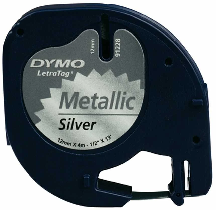 DYMO S0721730 etikečių juostelė Juoda metalo spalvos fone