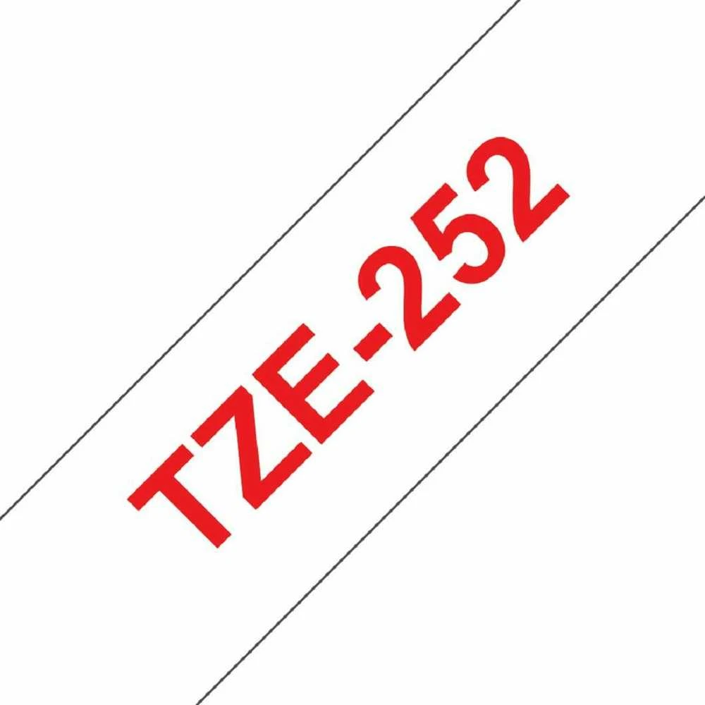 Brother | TZe-252 Laminated Tape | Raudona on Baltas | TZe | 8 m | 2.4 cm