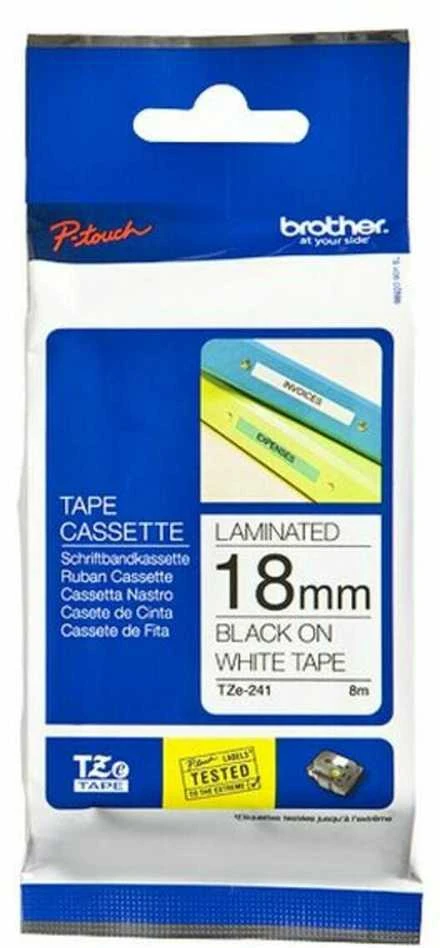 Brother | TZ-241 Laminated Tape | Juodas on Baltas | TZe | 8 m | 1.8 cm