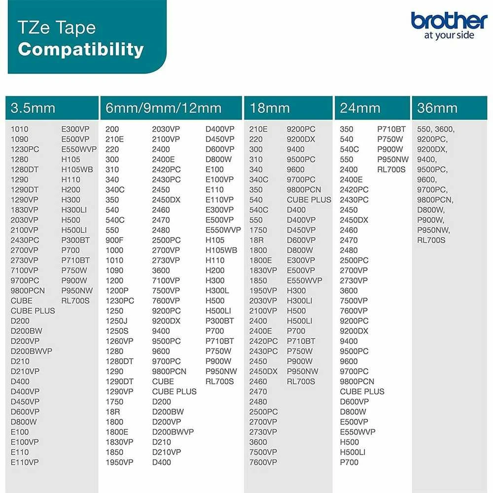 Brother | TZe-252 Laminated Tape | Raudona on Baltas | TZe | 8 m | 2.4 cm