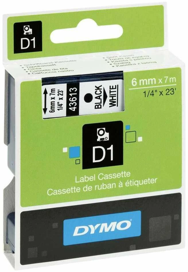 Juostelė DYMO D1 6mm x 7m, juoda ant balto / S0720780 43613