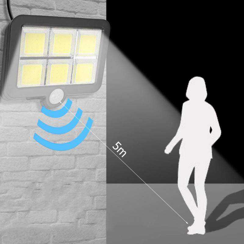 Saulės lempa su judesio ir prieblandos jutikliais, 120 LED