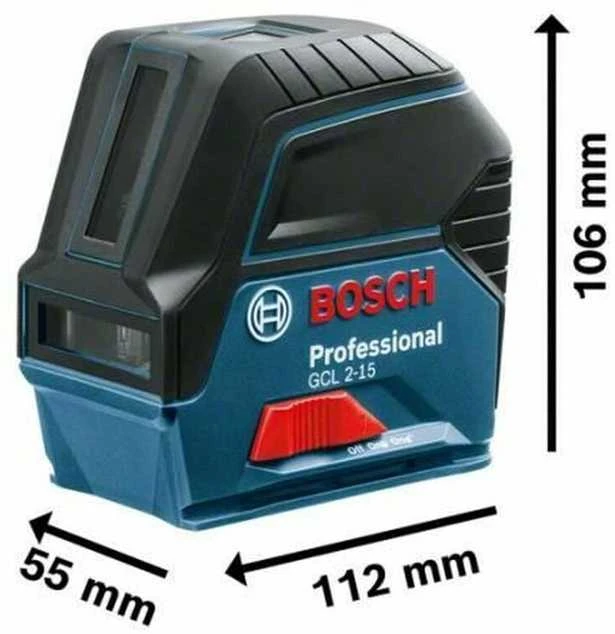 Bosch Kombinuotasis lazeris GCL 2-15 + 3x1.5V AA + krepšys