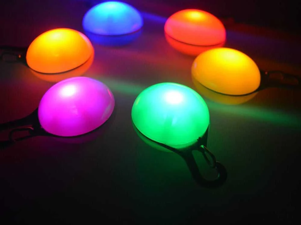 LED švieselė antkakliui su karabinu, oranžinė
