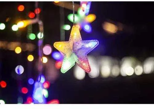 Iso Trade 136LED USB girlianda užuolaida žvaigždės įvairiaspalvė