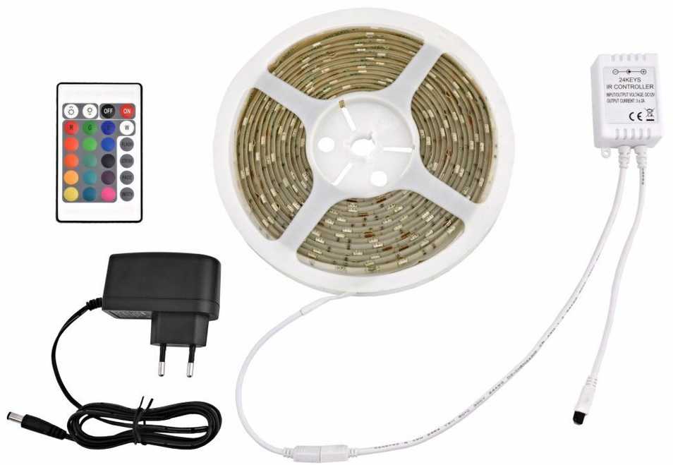 LED juosta RGB su nuotolinio valdymo pultu, 4,5 m, atspari vandeniui
