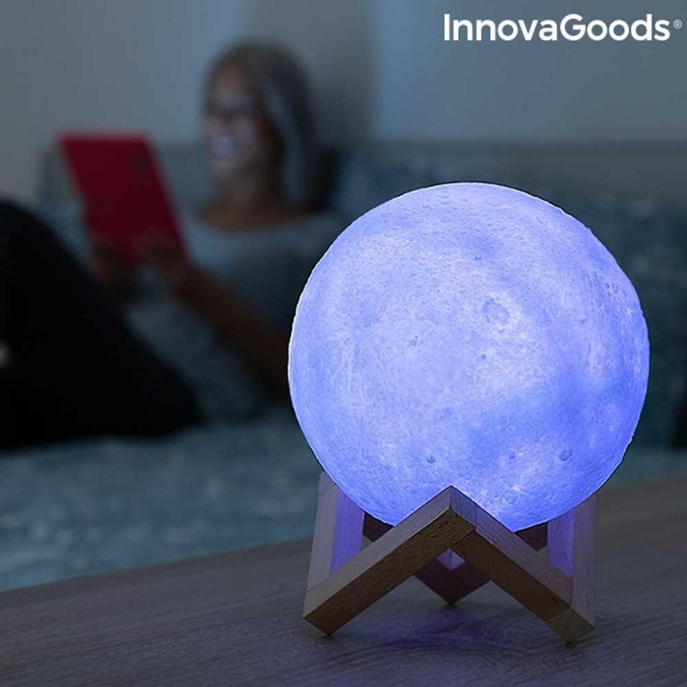 Naktinė lempa 3D mėnulis su RGB apšvietimu ir pulteliu, 15 cm