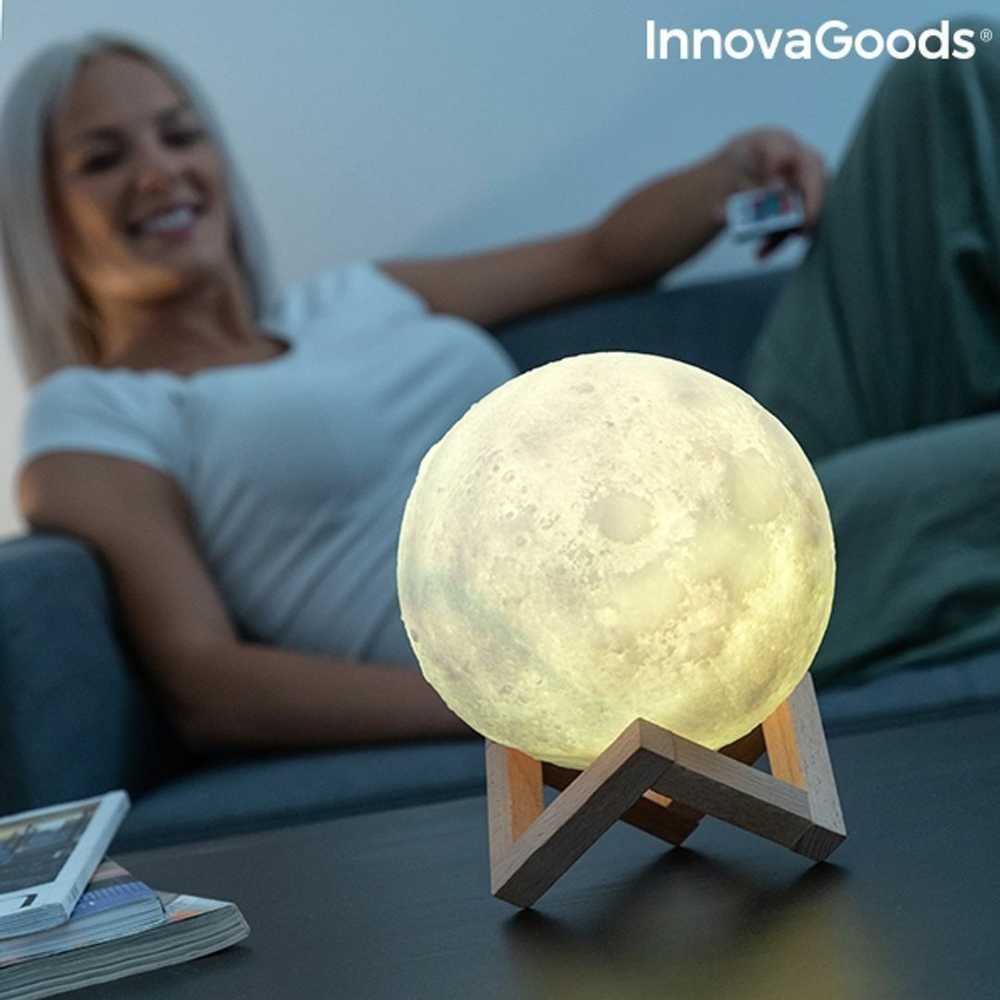 Naktinė lempa 3D mėnulis su RGB apšvietimu ir pulteliu, 15 cm