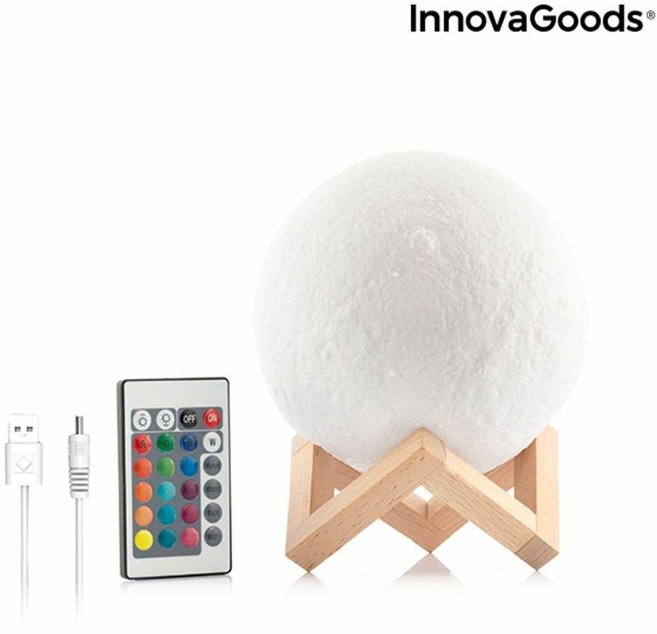Naktinė lempa 3D mėnulis su RGB apšvietimu ir pulteliu, 15 cm