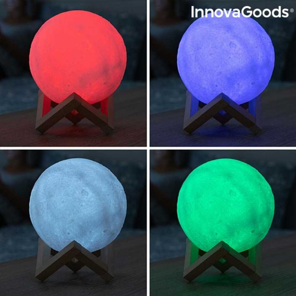 Naktinė lempa 3D mėnulis su RGB apšvietimu ir pulteliu, 15 cm