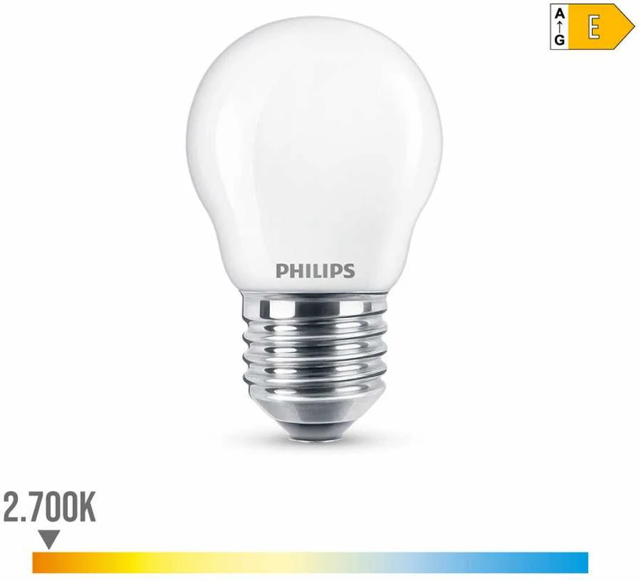 LED lemputė PHILIPS, P45, E27, 6,5 W, 806 lm, 2700 K