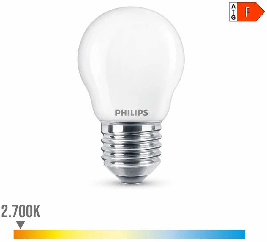 LED lemputė PHILIPS, P45, E27, 4,3 W, 470 lm, 2700 K