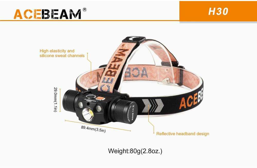 „AceBeam H30 R+CRI 6500K“ žibintuvėlis
