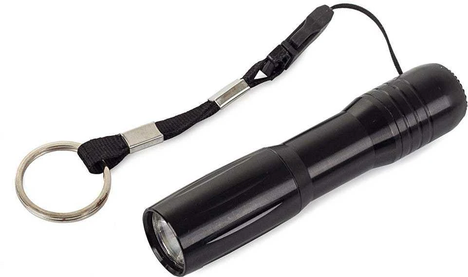 Taktinis mini LED žibintuvėlis raktų pakabukas