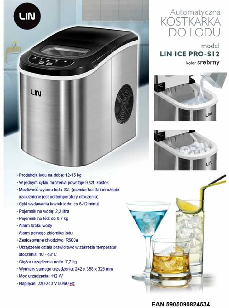 Ledukų Gaminimo Aparatas - Lin Ice Pro-S12 Sidabrinis