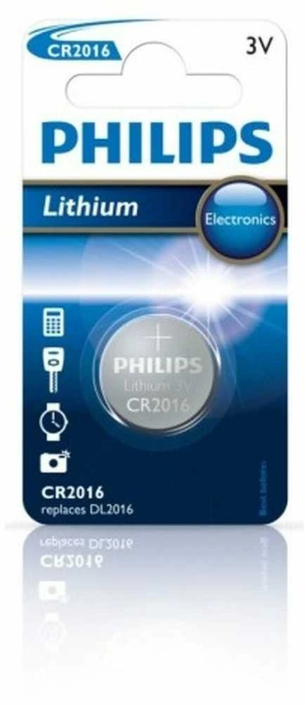 Philips CR2016 ličio mygtukinės baterijos, 5 vnt. rinkinys