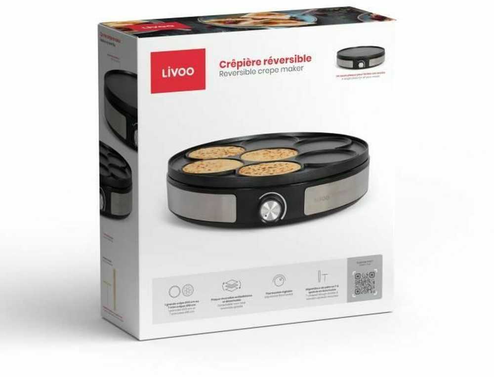 Vaflinė Blynų keptuvė Livoo DOP247 1500 W su dvipuse nuimama kaitplokšte Ø33 cm, juoda