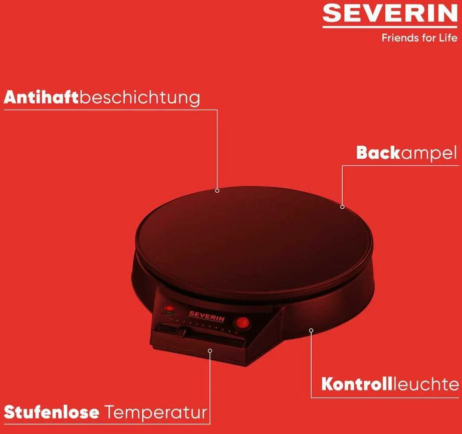 Blynelių keptuvė Severin CM 2198 Crepes Maker Juoda, 1000 W