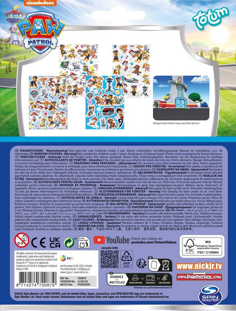 TOTUM Paw Patrol langų lipdukai, 720879