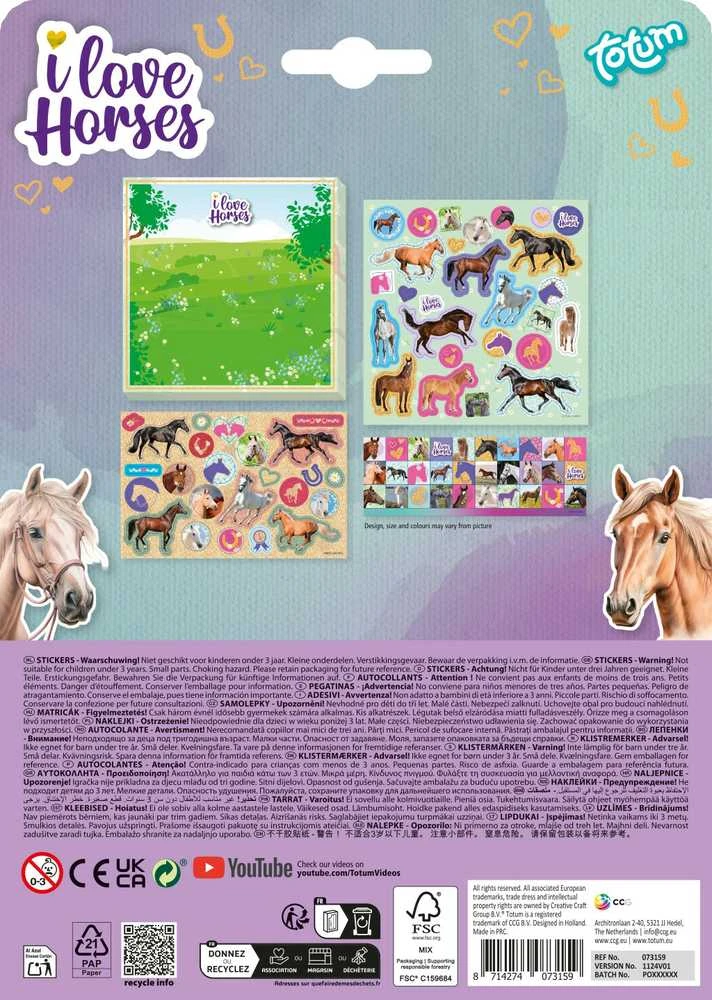 TOTUM lipdukų rinkinys I Love Horses, 073159