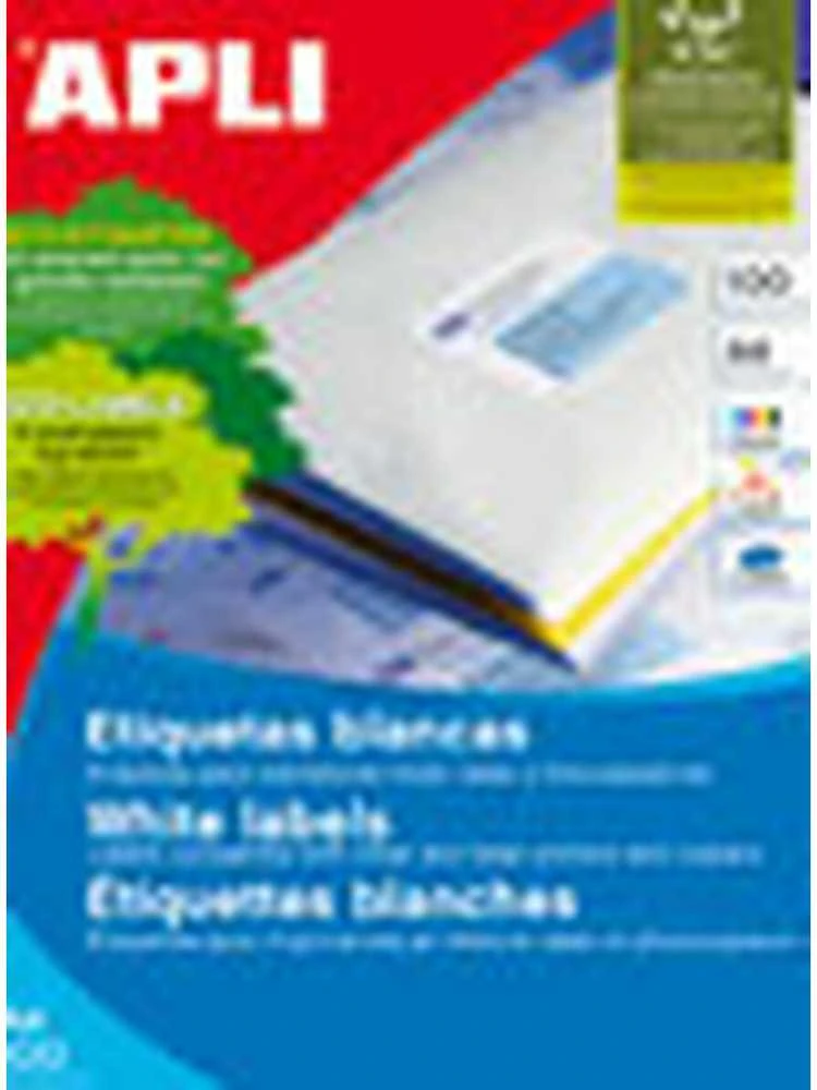 Lipnios etiketės Apli, A4, 105x29mm, 100 lapų, baltos spalvos