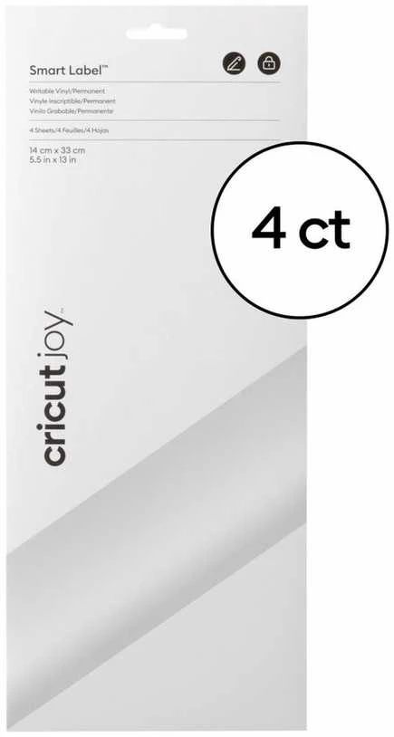 Spausdintuvas „Cricut Joy Smart Label“ rašomosios vinilo etiketės, nuolatinės baltos, 33 cm (13 colių), 4 lipnūs lapai, skirti naudoti su, 2010000