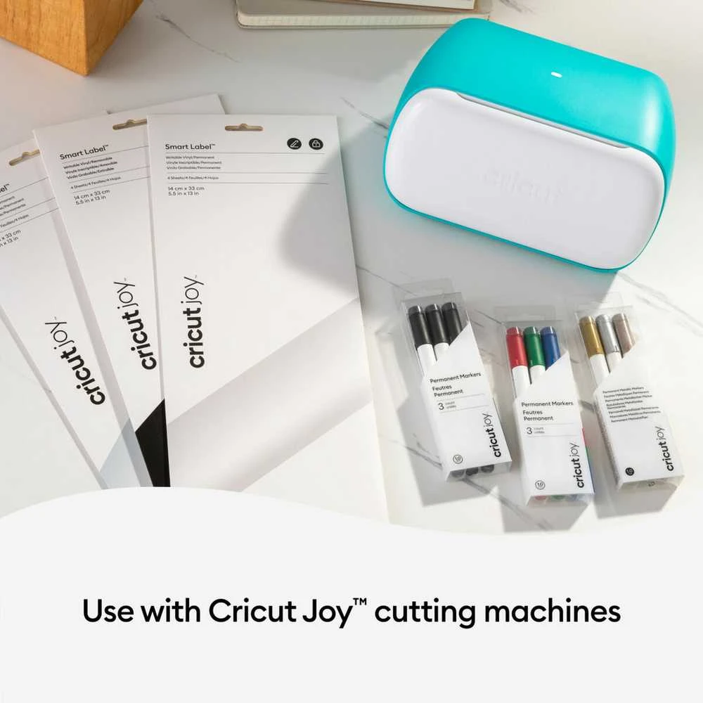 Spausdintuvas „Cricut Joy Smart Label“ rašomosios vinilo etiketės, nuolatinės baltos, 33 cm (13 colių), 4 lipnūs lapai, skirti naudoti su, 2010000