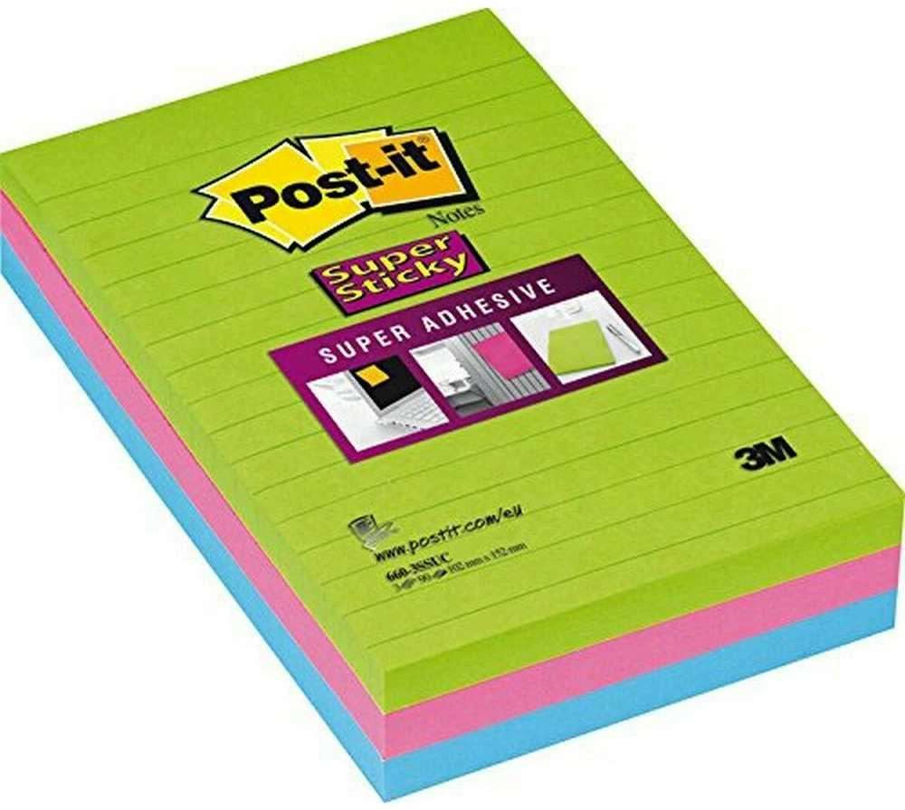 „Post-it Pad“ itin lipnus 660-3 ssuc spalvų mišinys 101x152mm, 3x90 lapai (3M0688)