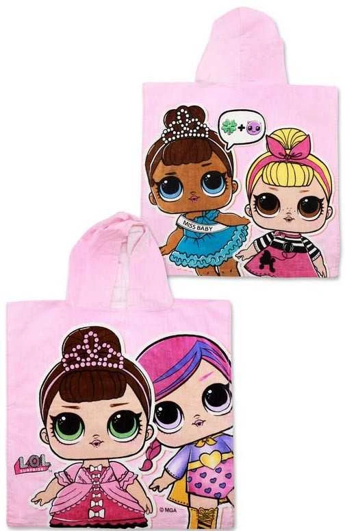 L.O.L Surprise Poncho vaikams 55x110 LOL 4888 L.O.L. laleczki w kuli surprise confetti rožinė jasne ręcznik su kapturem
