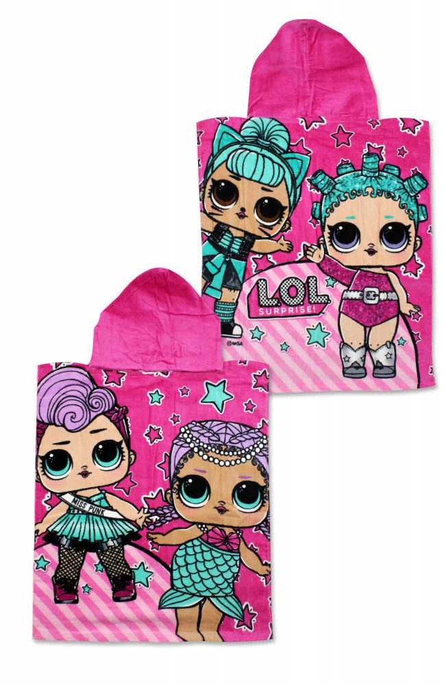 L.O.L Surprise Poncho vaikams 60x110 LOL 0048 L.O.L. laleczki w kuli surprise confetti rožinė jasne ręcznik su kapturem