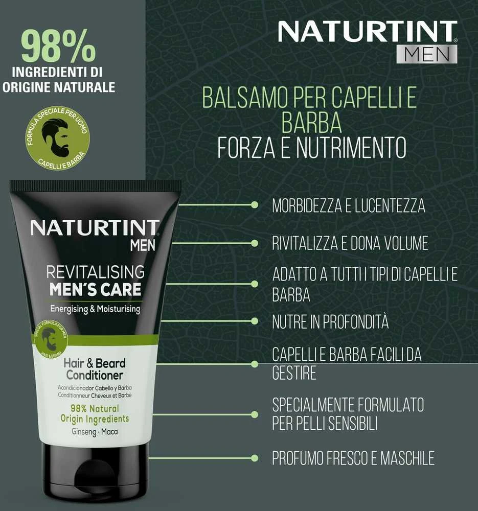 Naturtint Revitalising Men's Care Acondicionador Para Cabello y Barba Fortaleza y Nutrición, 150 ml