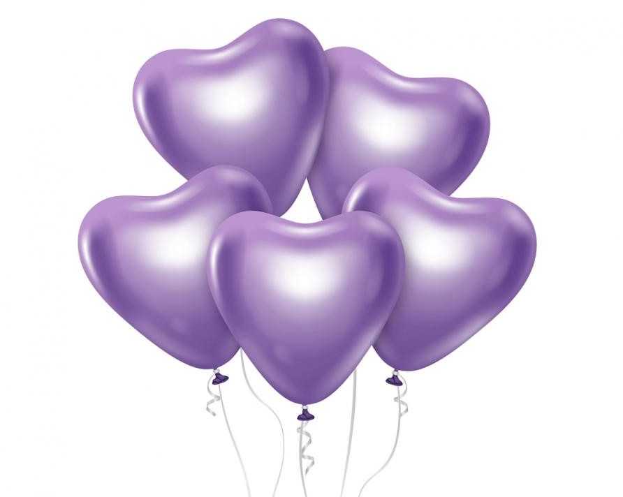GoDan B&C Balloons Platinum Violetinė Hearts 30,5cm 6vnt