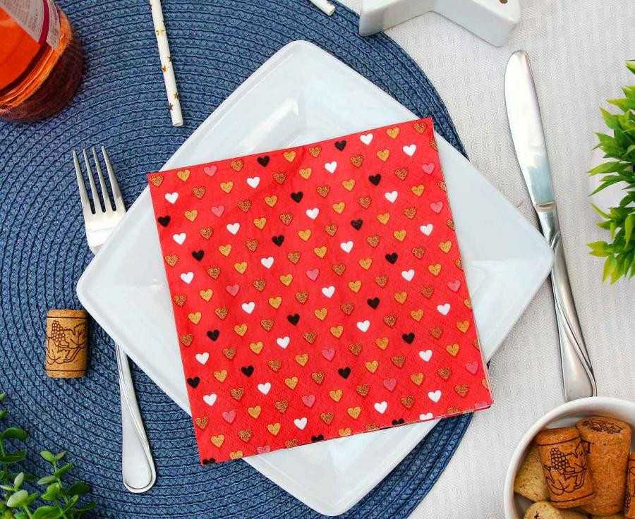 GoDan PAP servetėlės 3 sluoksnių 330x330 HEARTS CZE GO PACK 20 Vnt.