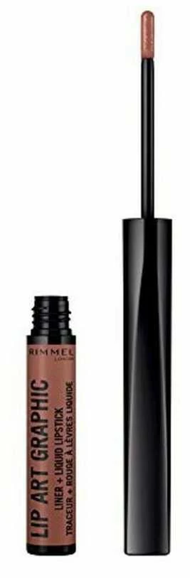 "Rimmel London" lūpų pieštukas ir skysti lūpų dažai "Lip Art Graphic Liner-Liquid Lipstick 810 Be Free