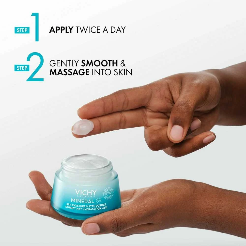 Vichy Minéral 89 48H Face Moisture Matte Sorbet drėkinantis veido gelis riebiai ir mišriai odai, 50 ml