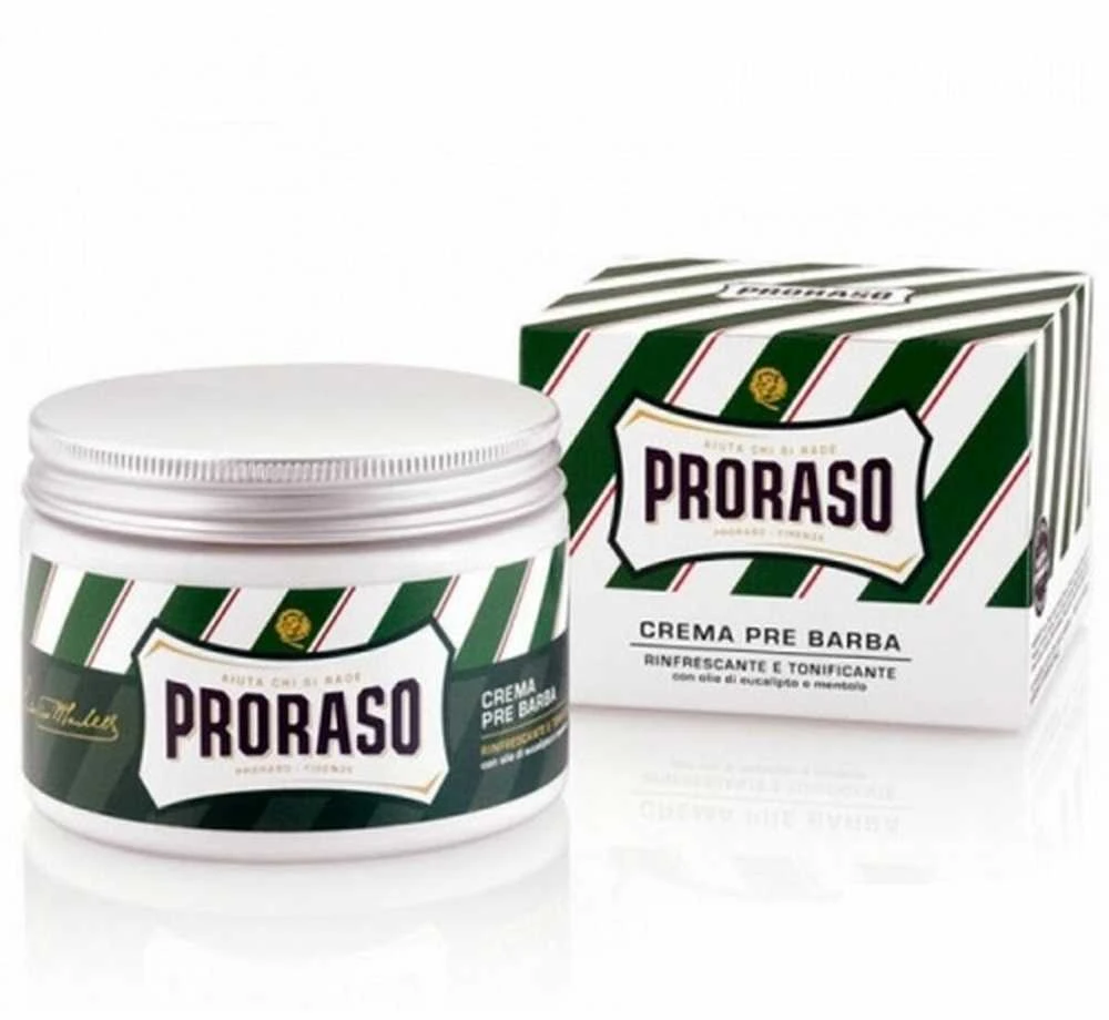Proraso Green Line Pre-Shave Cream Gaivinantis kremas prieš skutimąsi su eukaliptu, 300 ml