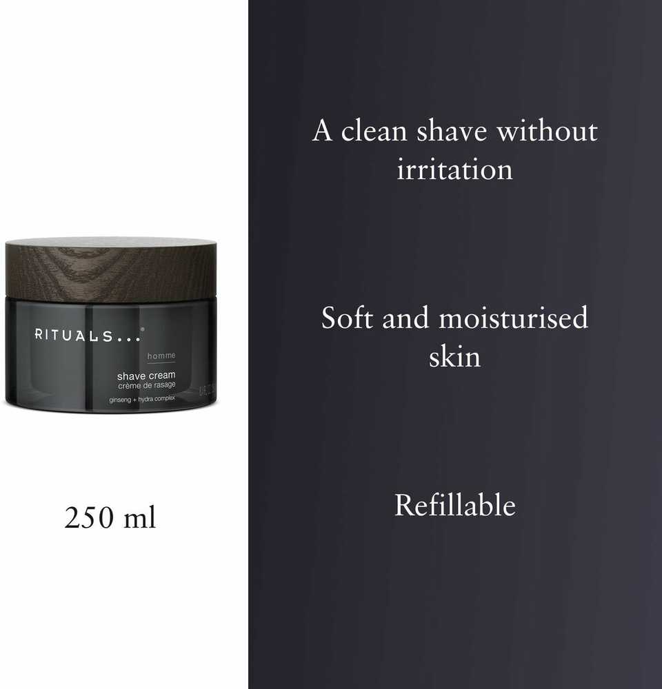 Rituals Homme Shave Cream Ginseng + Hydra Complex drėkinamasis skutimosi kremas vyrams, 250 ml