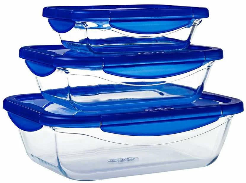 Pyrex 283PG00/7044, Troškintuvas kepimui, Stačiakampis, Stiklas, Plastikas, Skaidrus, -20 - 240 °C