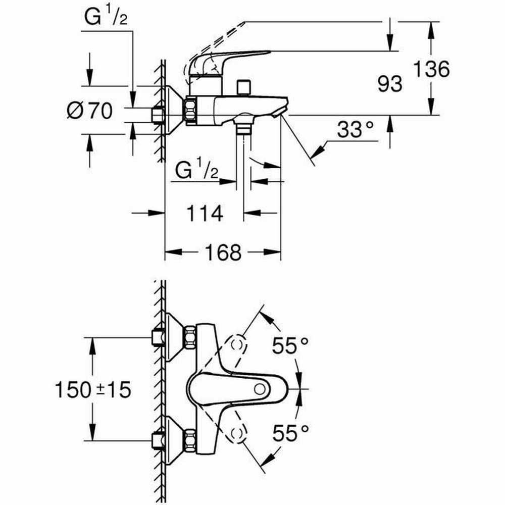 Grohe Swift vonios maišytuvas, chromas