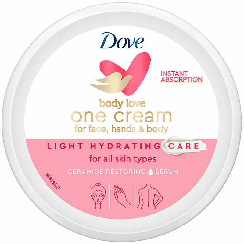 Dove Light Hydrating Kreminis Cara Cuerpo y Manos, 250 ml