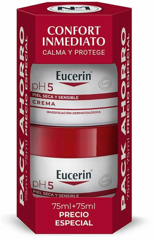 Eucerin Ph5 Kreminis For Dry and Sensitive Skin kremas sausai ir jautriai odai, 75 ml + 75 ml