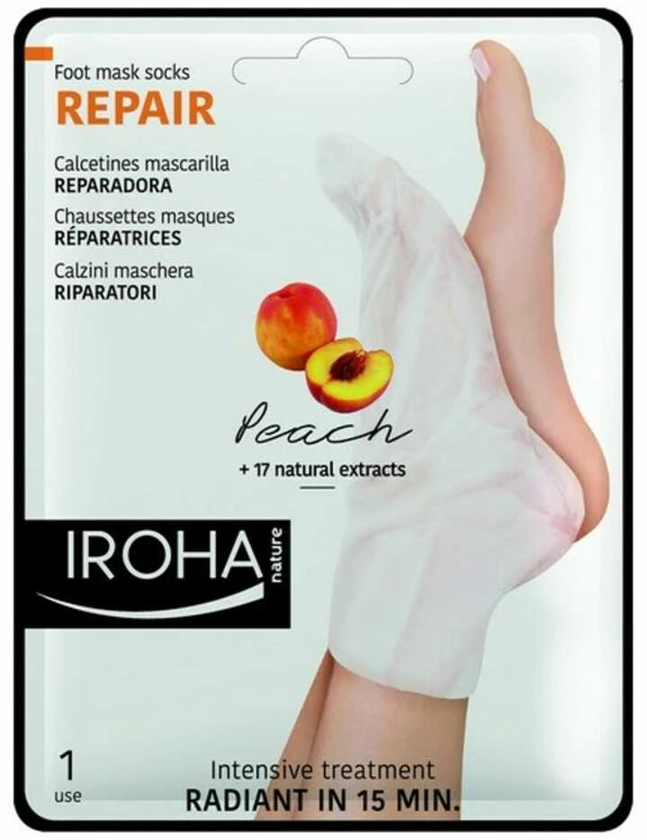 Kaukė pėdoms Iroha Repairing Peach Foot Socks su persikų ekstraktu, 1 pora