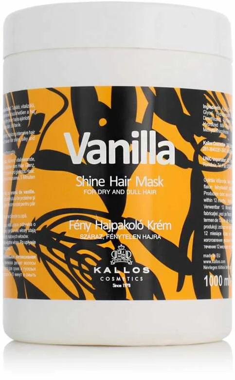 Kaukė sausiems plaukams suteikianti blizgesio Kallos Vanilla Shine Hair Mask 1000 ml