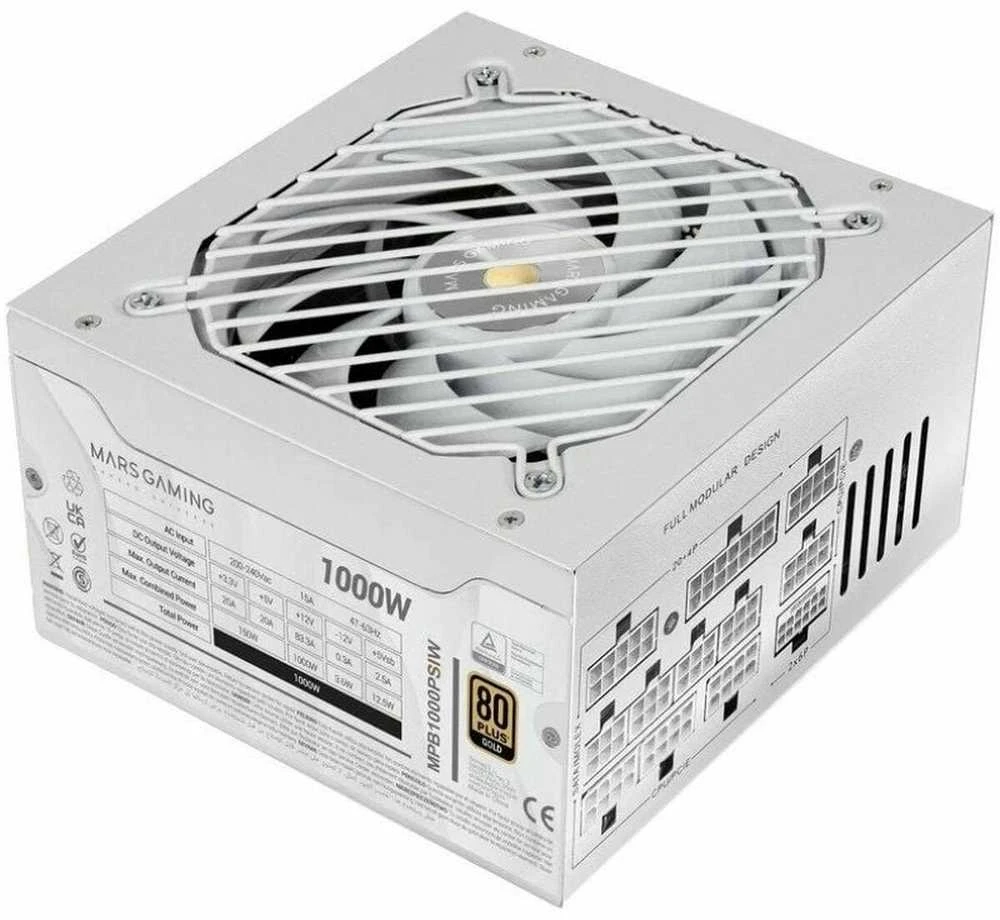 „Mars Gaming MPB1000PSIW“ pilnai modulinis maitinimo šaltinis, 1000 W, ATX 3.1 / PCIe 5.1 / 140 mm