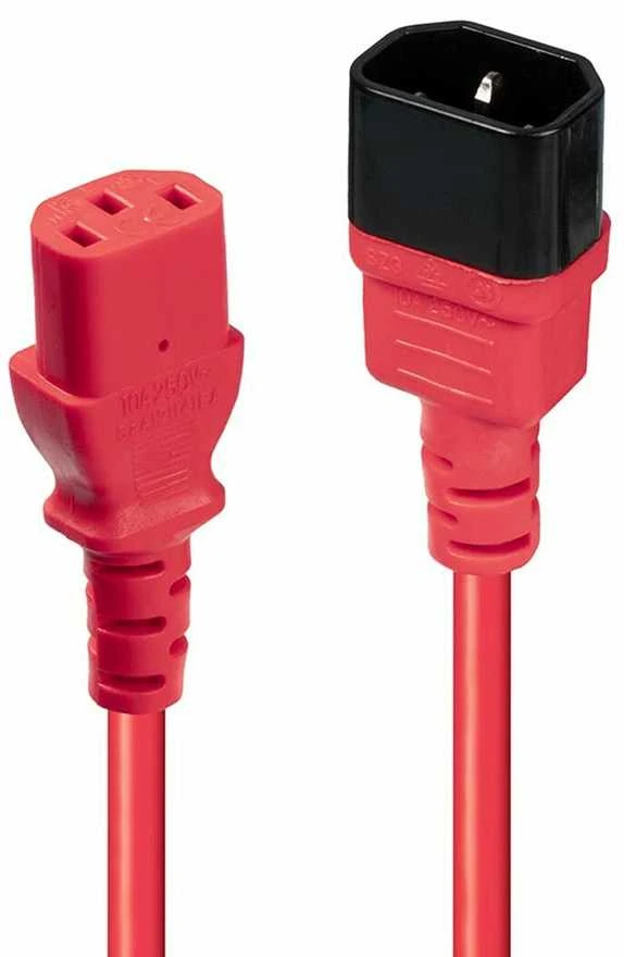 Maitinimo Prailginimo Laidas - LINDY IEC C14 į C13 Maitinimo Prailginimo Laidas, 1m, Raudonas