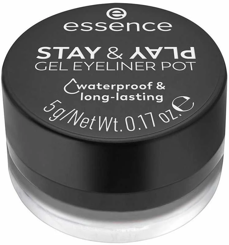 Essence Cosmetics Stay y Play Akių apvadas Gel En Tarro 01-Juodas, 5 g