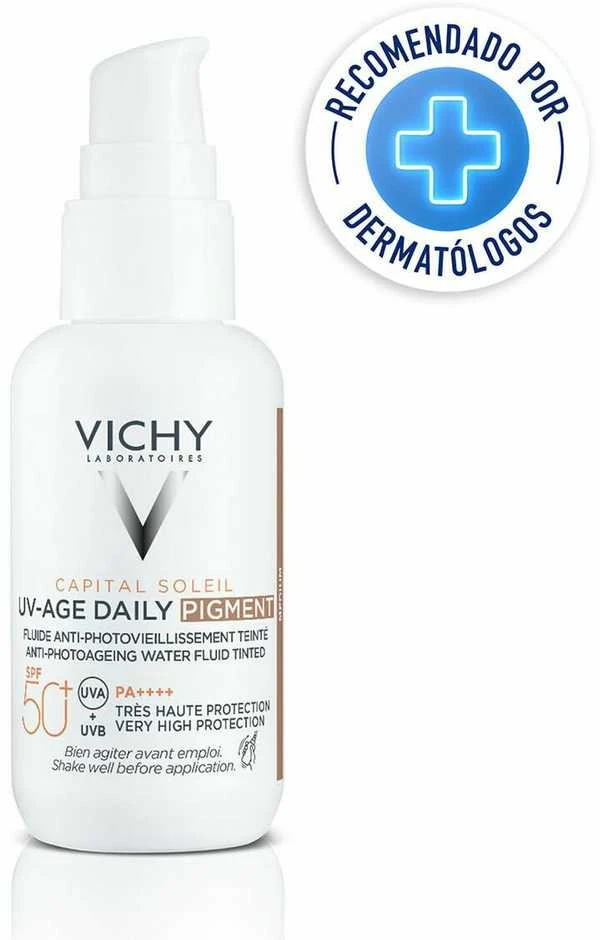 Vichy Capital Soleil UV-Age Daily Vanduo Fluid Medium SPF 50+ apsauginis veido fluidas su atspalviu, 40 ml