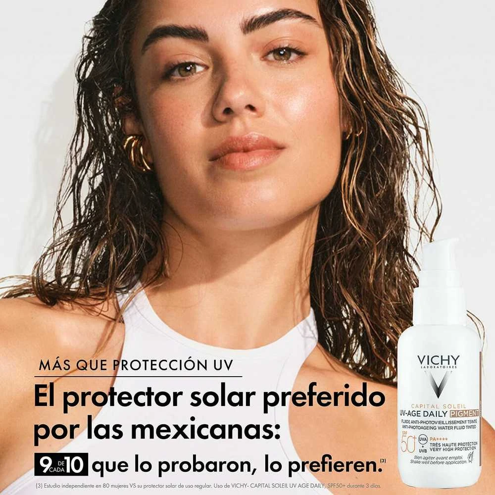 Vichy Capital Soleil UV-Age Daily Vanduo Fluid Medium SPF 50+ apsauginis veido fluidas su atspalviu, 40 ml