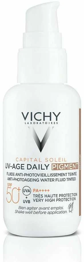 Vichy Capital Soleil UV-Age Daily Vanduo Fluid Medium SPF 50+ apsauginis veido fluidas su atspalviu, 40 ml