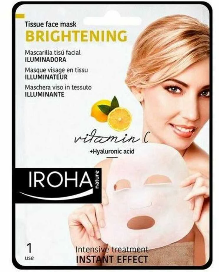 Veido kaukė Iroha Vitamin C + Hyaluronic Acid Illuminating & Hydrating Mask, su vitaminu C ir hialurono rūgštimi, 20 ml